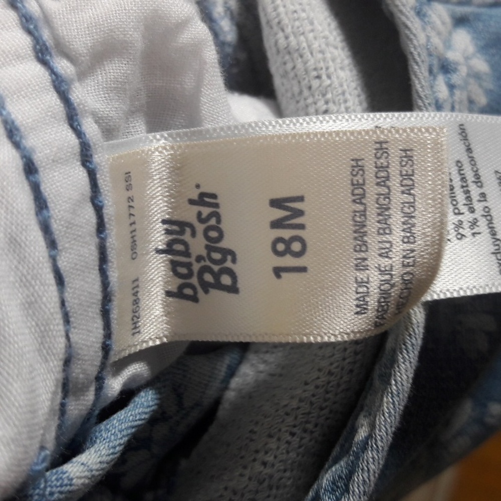 baby B'gosh girl's denim overall shorts floral print 18M - Picture 8 of 11